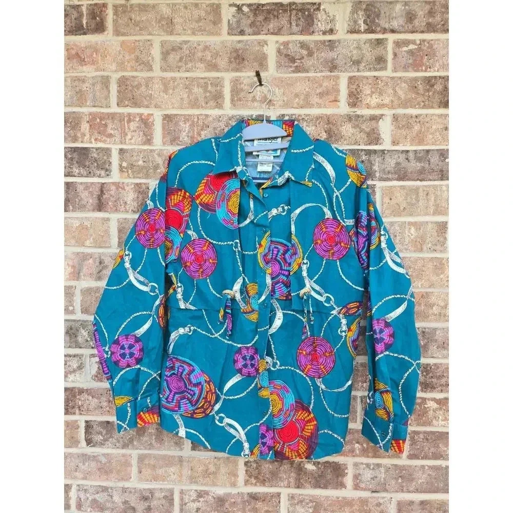 Vintage 1970s Wrangler Western SW Country Button Down Shirt Women's Size Small
